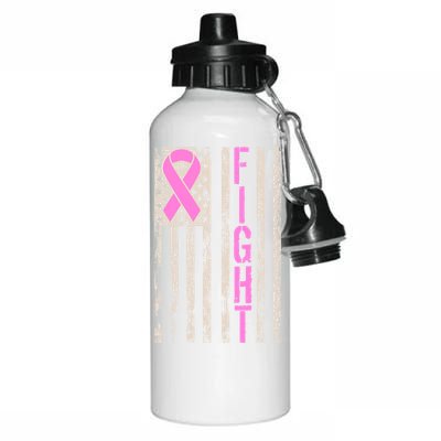 Fight Breast Cancer Awareness USA Flag Ribbon Aluminum Water Bottle 