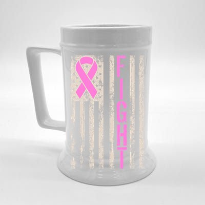 Fight Breast Cancer Awareness USA Flag Ribbon Beer Stein