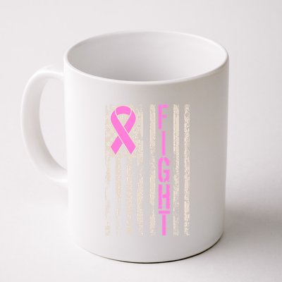 Fight Breast Cancer Awareness USA Flag Ribbon Coffee Mug