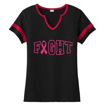 Fight Breast Cancer Logo Ladies Halftime Notch Neck Tee