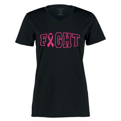 Fight Breast Cancer Logo Women's Momentum V-Neck T-Shirt