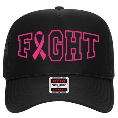 Fight Breast Cancer Logo High Crown Mesh Back Trucker Hat