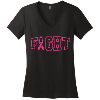 Fight Breast Cancer Logo Women's V-Neck T-Shirt