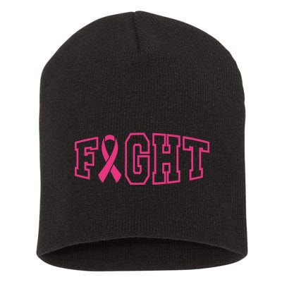 Fight Breast Cancer Logo Short Acrylic Beanie