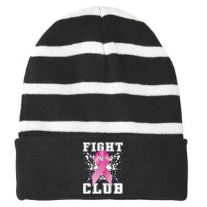 Fight Club Breast Cancer Striped Beanie with Solid Band