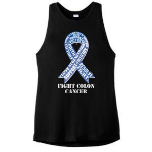 Fight Colon Cancer Resolve Support Faith Blue Ribbon Ladies PosiCharge Tri-Blend Wicking Tank