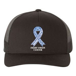 Fight Colon Cancer Resolve Support Faith Blue Ribbon Yupoong Adult 5-Panel Trucker Hat