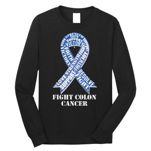 Fight Colon Cancer Resolve Support Faith Blue Ribbon Long Sleeve Shirt