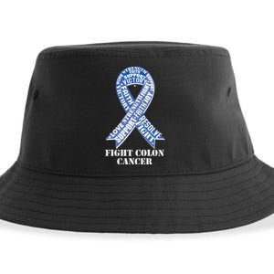 Fight Colon Cancer Resolve Support Faith Blue Ribbon Sustainable Bucket Hat