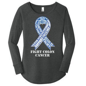 Fight Colon Cancer Resolve Support Faith Blue Ribbon Women's Perfect Tri Tunic Long Sleeve Shirt