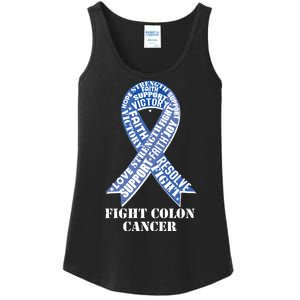 Fight Colon Cancer Resolve Support Faith Blue Ribbon Ladies Essential Tank