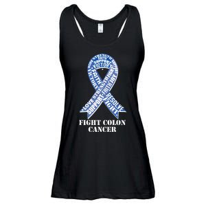 Fight Colon Cancer Resolve Support Faith Blue Ribbon Ladies Essential Flowy Tank