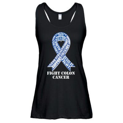 Fight Colon Cancer Resolve Support Faith Blue Ribbon Ladies Essential Flowy Tank