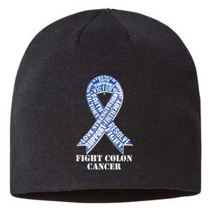 Fight Colon Cancer Resolve Support Faith Blue Ribbon Sustainable Beanie