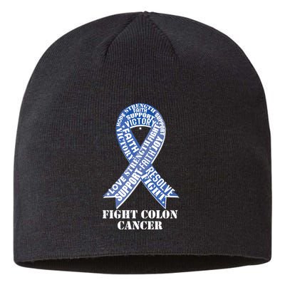 Fight Colon Cancer Resolve Support Faith Blue Ribbon Sustainable Beanie