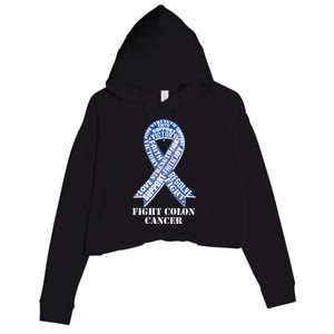 Fight Colon Cancer Resolve Support Faith Blue Ribbon Crop Fleece Hoodie