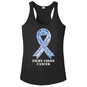 Fight Colon Cancer Resolve Support Faith Blue Ribbon Ladies PosiCharge Competitor Racerback Tank