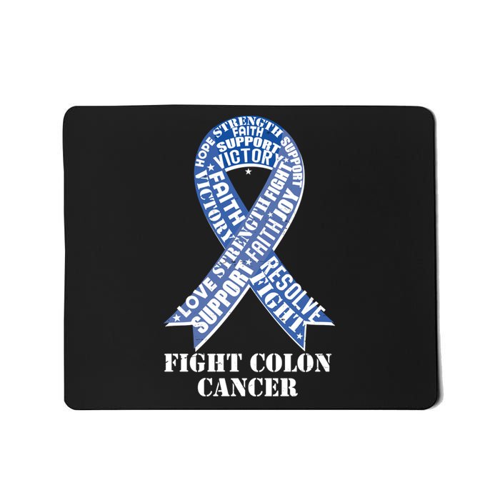 Fight Colon Cancer Resolve Support Faith Blue Ribbon Mousepad