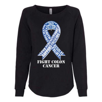 Fight Colon Cancer Resolve Support Faith Blue Ribbon Womens California Wash Sweatshirt