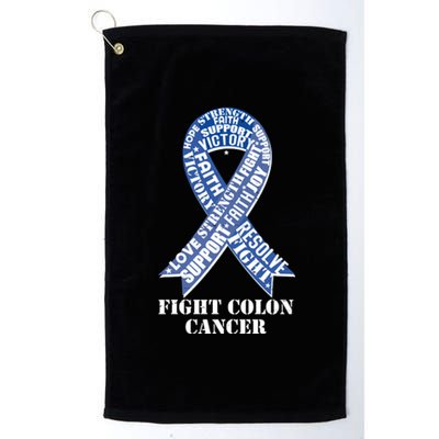 Fight Colon Cancer Resolve Support Faith Blue Ribbon Platinum Collection Golf Towel