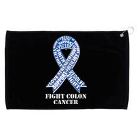 Fight Colon Cancer Resolve Support Faith Blue Ribbon Grommeted Golf Towel