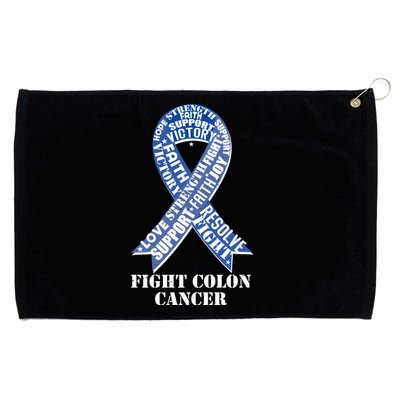 Fight Colon Cancer Resolve Support Faith Blue Ribbon Grommeted Golf Towel