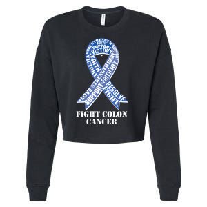 Fight Colon Cancer Resolve Support Faith Blue Ribbon Cropped Pullover Crew