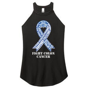 Fight Colon Cancer Resolve Support Faith Blue Ribbon Women's Perfect Tri Rocker Tank