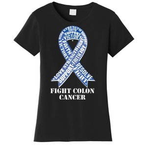 Fight Colon Cancer Resolve Support Faith Blue Ribbon Women's T-Shirt