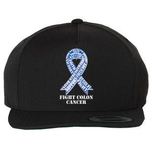 Fight Colon Cancer Resolve Support Faith Blue Ribbon Wool Snapback Cap