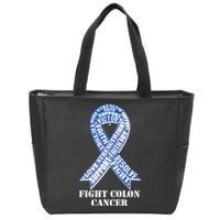 Fight Colon Cancer Resolve Support Faith Blue Ribbon Zip Tote Bag