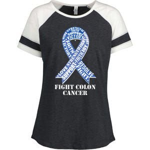 Fight Colon Cancer Resolve Support Faith Blue Ribbon Enza Ladies Jersey Colorblock Tee