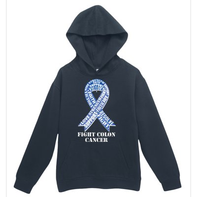 Fight Colon Cancer Resolve Support Faith Blue Ribbon Urban Pullover Hoodie