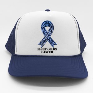 Fight Colon Cancer Resolve Support Faith Blue Ribbon Trucker Hat