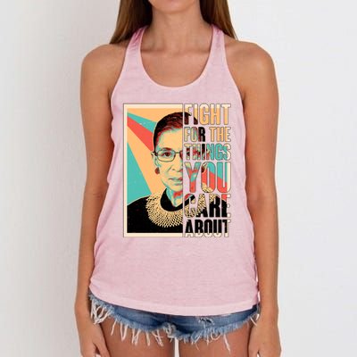 Fight For The Things You Care About Ruth Ginsburg Tribute Women's Knotted Racerback Tank