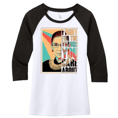 Fight For The Things You Care About Ruth Ginsburg Tribute Women's Tri-Blend 3/4-Sleeve Raglan Shirt