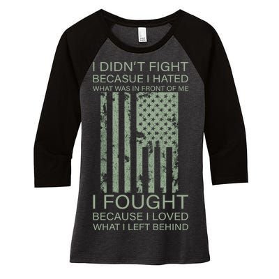 Fight For Your Loved Ones Veteran Women's Tri-Blend 3/4-Sleeve Raglan Shirt