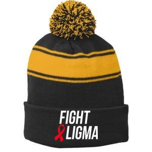 Fight Ligma Funny Meme Stripe Pom Pom Beanie