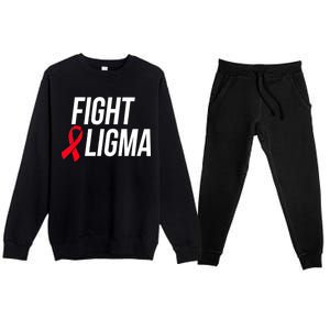 Fight Ligma Funny Meme Premium Crewneck Sweatsuit Set