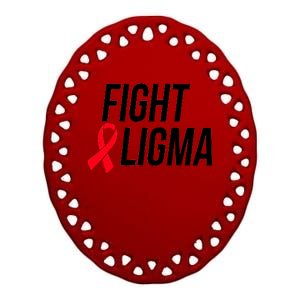 Fight Ligma Funny Meme Ceramic Oval Ornament