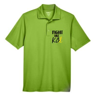 Fight Like A Kid Childhood Cancer Gold Ribbon Men's Origin Performance Piqué Polo