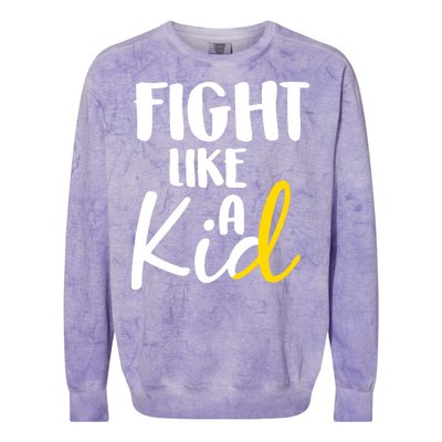 Fight Like A Kid Childhood Cancer Gold Ribbon Colorblast Crewneck Sweatshirt