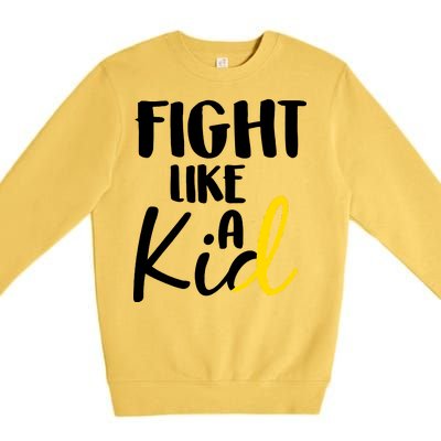 Fight Like A Kid Childhood Cancer Gold Ribbon Premium Crewneck Sweatshirt