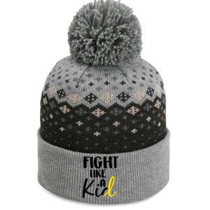 Fight Like A Kid Childhood Cancer Gold Ribbon The Baniff Cuffed Pom Beanie