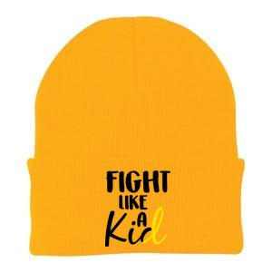 Fight Like A Kid Childhood Cancer Gold Ribbon Knit Cap Winter Beanie