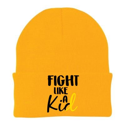 Fight Like A Kid Childhood Cancer Gold Ribbon Knit Cap Winter Beanie