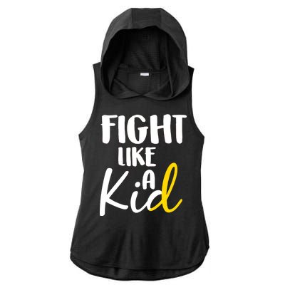 Fight Like A Kid Childhood Cancer Gold Ribbon Ladies PosiCharge Tri-Blend Wicking Draft Hoodie Tank