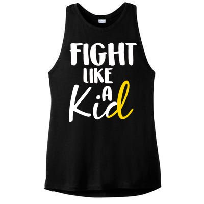 Fight Like A Kid Childhood Cancer Gold Ribbon Ladies PosiCharge Tri-Blend Wicking Tank