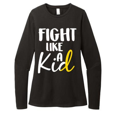 Fight Like A Kid Childhood Cancer Gold Ribbon Womens CVC Long Sleeve Shirt