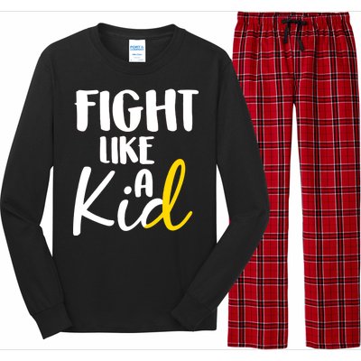 Fight Like A Kid Childhood Cancer Gold Ribbon Long Sleeve Pajama Set